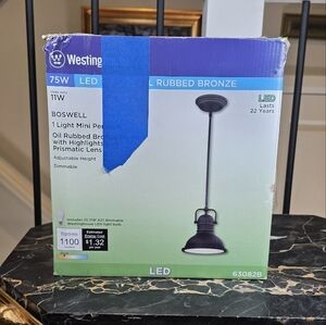 ​Westinghouse Boswell Mini Pendant Light Fixture Oil Rubbed Bronze LED New Open